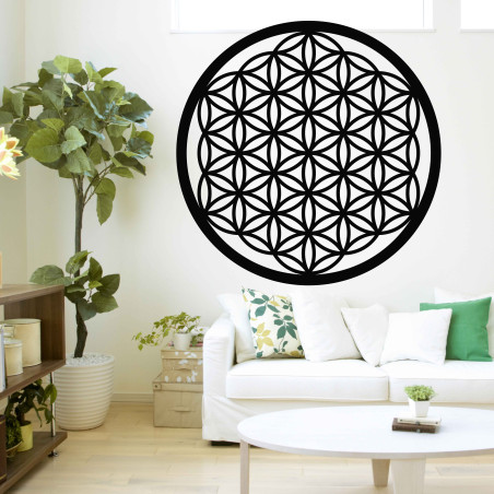 Drewniana dekoracja ścienna Kwiat Życia, mandala świętej geometrii | FOGO