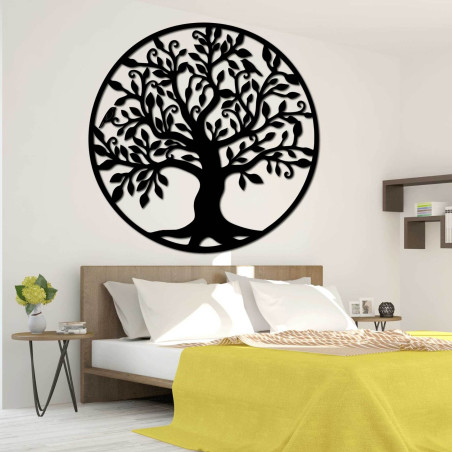 Drzewo wycinane laserowo w kształcie koła jako elegancka dekoracja ścienna