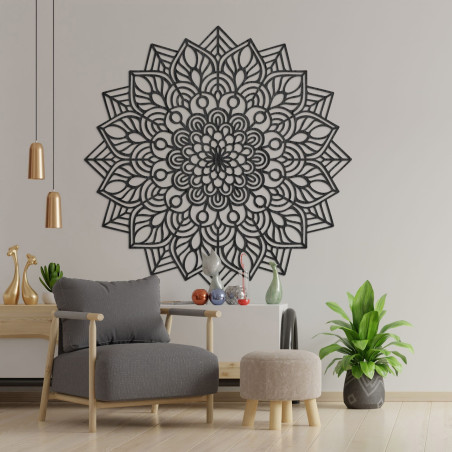 Drewniana mandala na ścianie Kwiat Życia