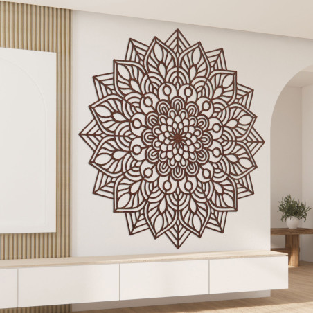 Drewniana mandala na ścianie Kwiat Życia
