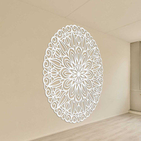 Rzeźbiona drewniana mandala na ścianę, kwiat czasu - ORIN