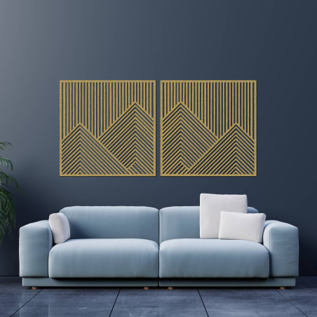 Minimalistyczna dekoracja ścienna z motywem gór w naturalnym wzorze