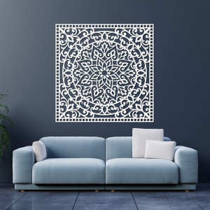 Drewniany obraz ścienny kwadratowy - mandala orientalna 2