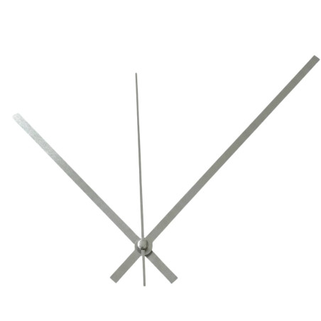 Minimalistyczne aluminiowe wskazówki zegara w kolorze srebrnym.