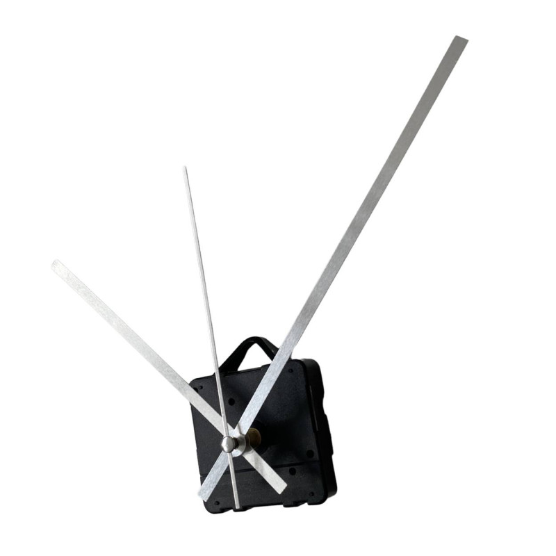 Srebrne, aluminiowe wskazówki zegara, prosty i czysty design.