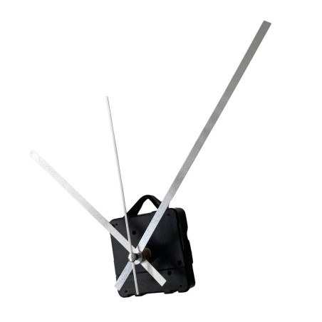 Srebrne, aluminiowe wskazówki zegara, prosty i czysty design.