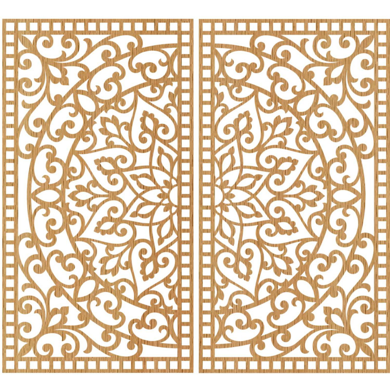 Symetryczny zestaw ścienny składający się z dwóch obrazów z ornamentalnym motywem orientalnej mandali