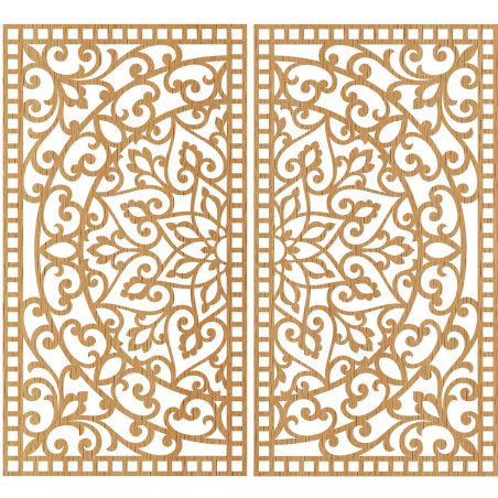 Symetryczny zestaw ścienny składający się z dwóch obrazów z ornamentalnym motywem orientalnej mandali