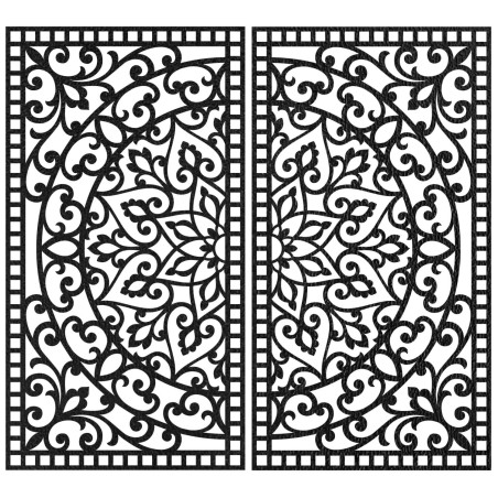 Luksusowy dyptyk 3D z rzeźbionym wzorem mandali nad designerską komodą w apartamencie