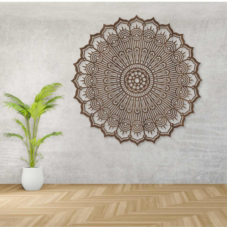 Luksusowa mandala 3D z drewna, wycinana laserowo. Nowoczesna ozdoba ścienna w stylu boho do wnętrz.