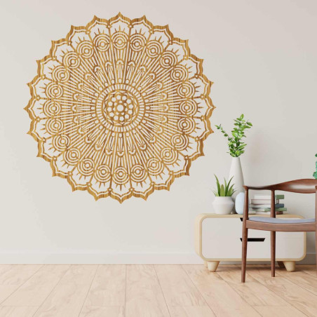 Luksusowa mandala 3D z drewna, wycinana laserowo. Nowoczesna ozdoba ścienna w stylu boho do wnętrz.