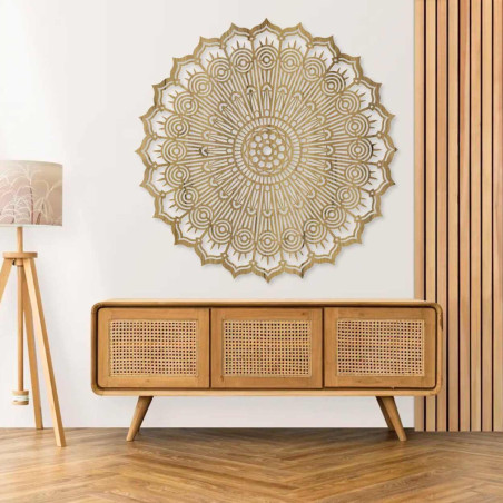 Luksusowa mandala 3D z drewna, wycinana laserowo. Nowoczesna ozdoba ścienna w stylu boho do wnętrz.