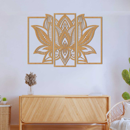 Nowoczesna mandala lotosu na ścianie - harmonijna dekoracja salonu