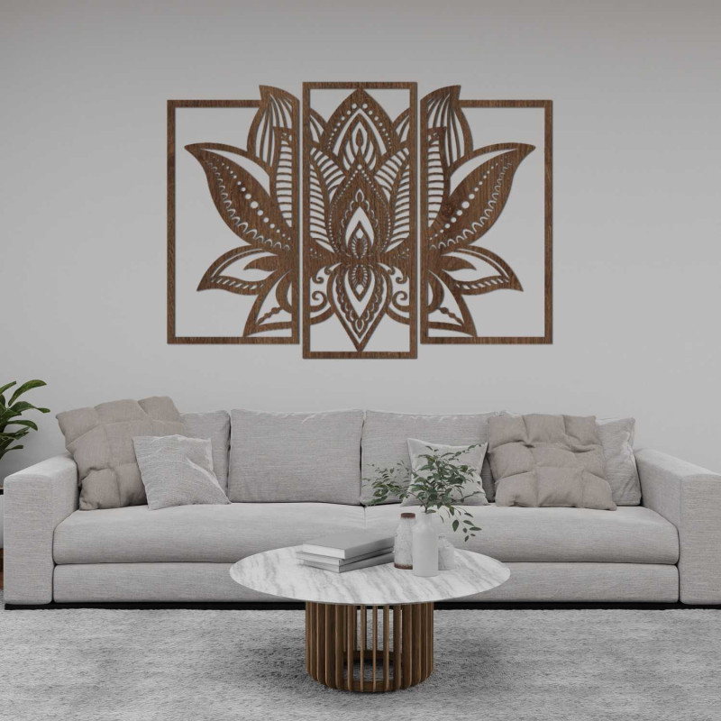 Nowoczesna mandala lotosu na ścianie - harmonijna dekoracja salonu