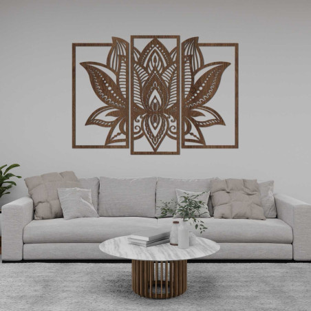 Nowoczesna mandala lotosu na ścianie - harmonijna dekoracja salonu