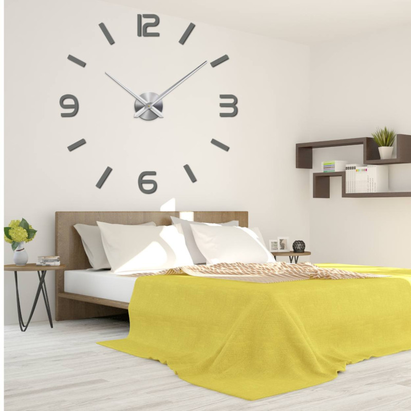 Minimalistyczny zegar DIY na betonowej ścianie z dekoracyjnymi czerwonymi wazonami