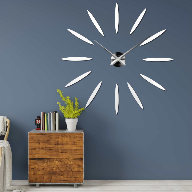 Nowoczesny biały samoprzylepny zegar ścienny w minimalistycznym stylu DIY
