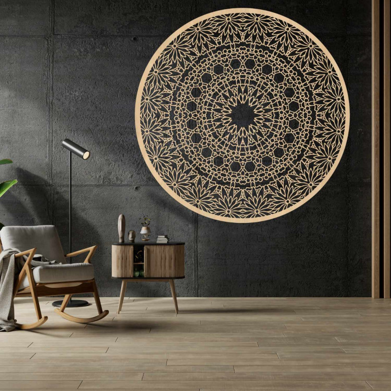 Drewniana mandala na ścianę dla harmonijnego i przytulnego domu