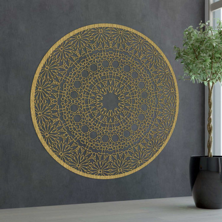 Designerska mandala na ścianie z precyzyjnym geometrycznym wzorem