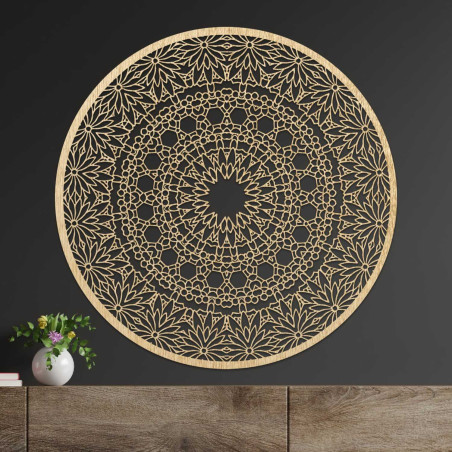 Designerska mandala na ścianie z precyzyjnym geometrycznym wzorem