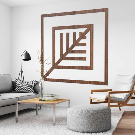 Elegancka dekoracja ścienna z geometrycznym wzorem wykonanym z drewna