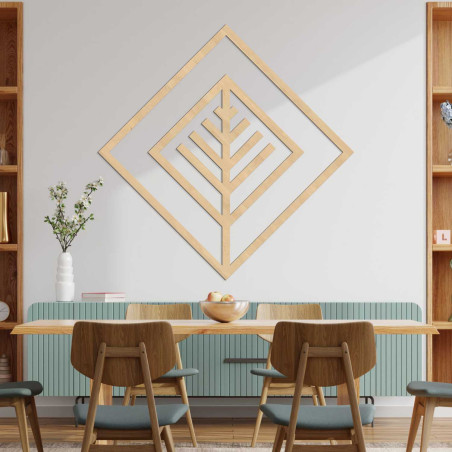 Elegancka dekoracja ścienna z geometrycznym wzorem wykonanym z drewna