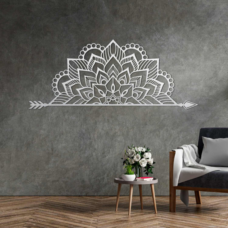 Drewniana mandala rzeźbiona laserowo na ścianie do stylowego salonu lub sypialni