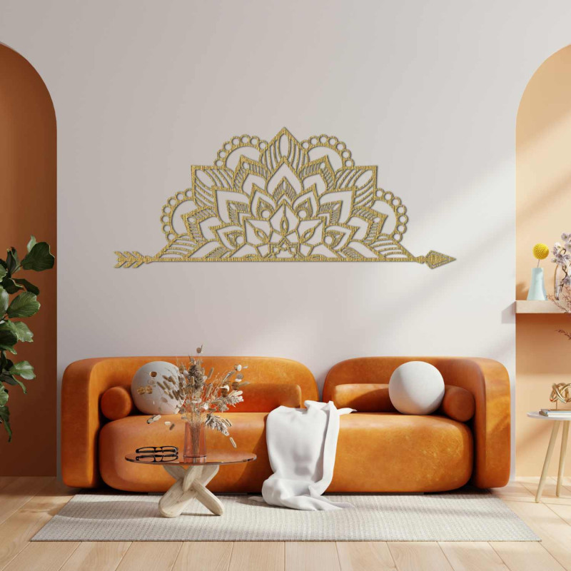 Minimalistyczna drewniana mandala ze szczegółowym ornamentem jako designerska dekoracja ścienna