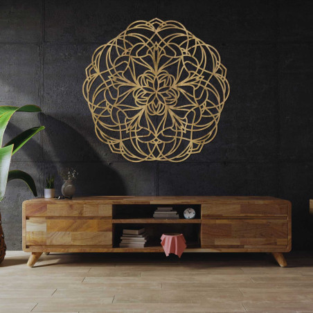 Elegancka drewniana mandala jako stylowa dekoracja ścienna
