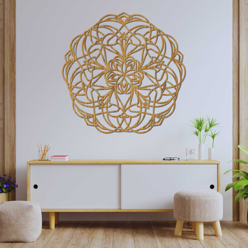 Drewniana mandala rzeźbiona laserowo dla harmonijnego domu