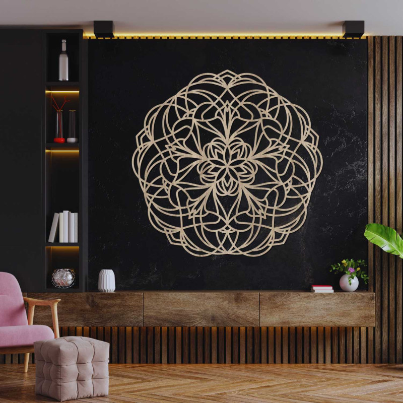 Drewniana mandala rzeźbiona laserowo dla harmonijnego domu