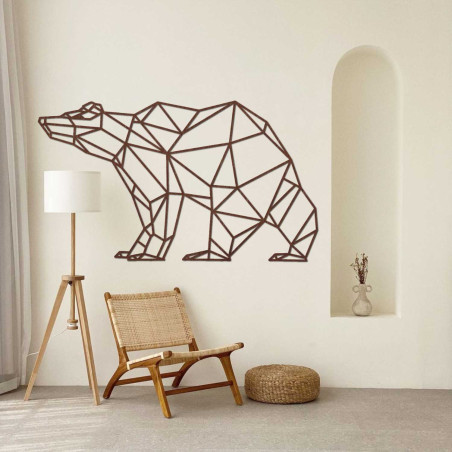 Nowoczesny drewniany miś dekoracyjny w stylu geometrycznym