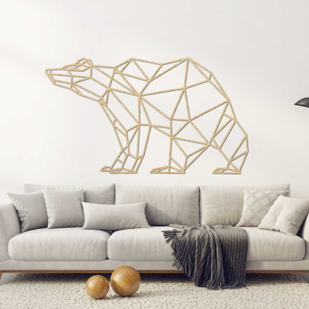Nowoczesny drewniany miś dekoracyjny w stylu geometrycznym
