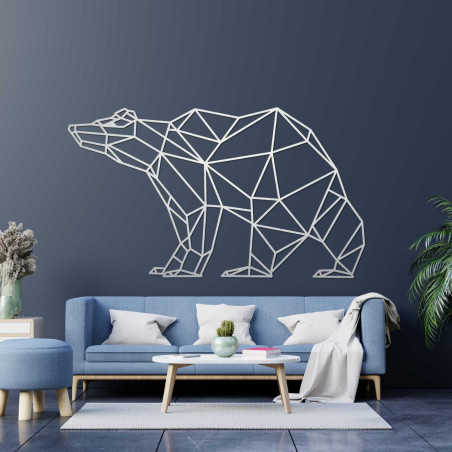 Nowoczesny drewniany miś dekoracyjny w stylu geometrycznym
