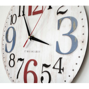 Drewniany zegar z obrazkiem ROSE . Fi 34 cm 2