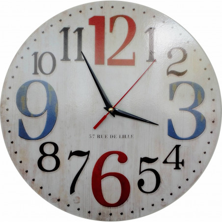 Drewniany zegar z obrazkiem ROSE . Fi 34 cm