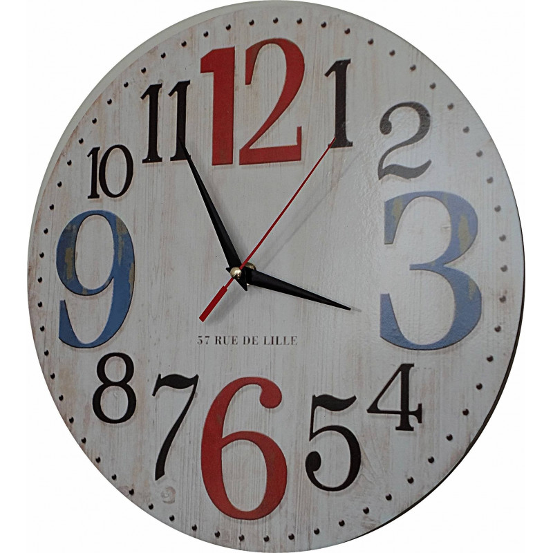 Drewniany zegar z obrazkiem ROSE . Fi 34 cm