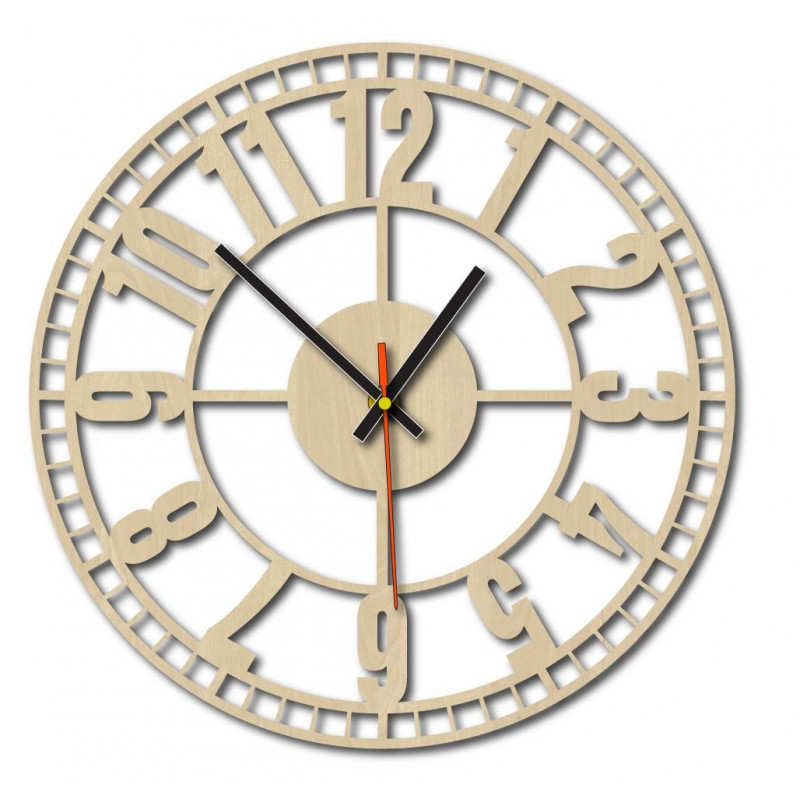 Nowoczesny zegar ścienny, zegar ścienny wykonany z drewna, sklejki
