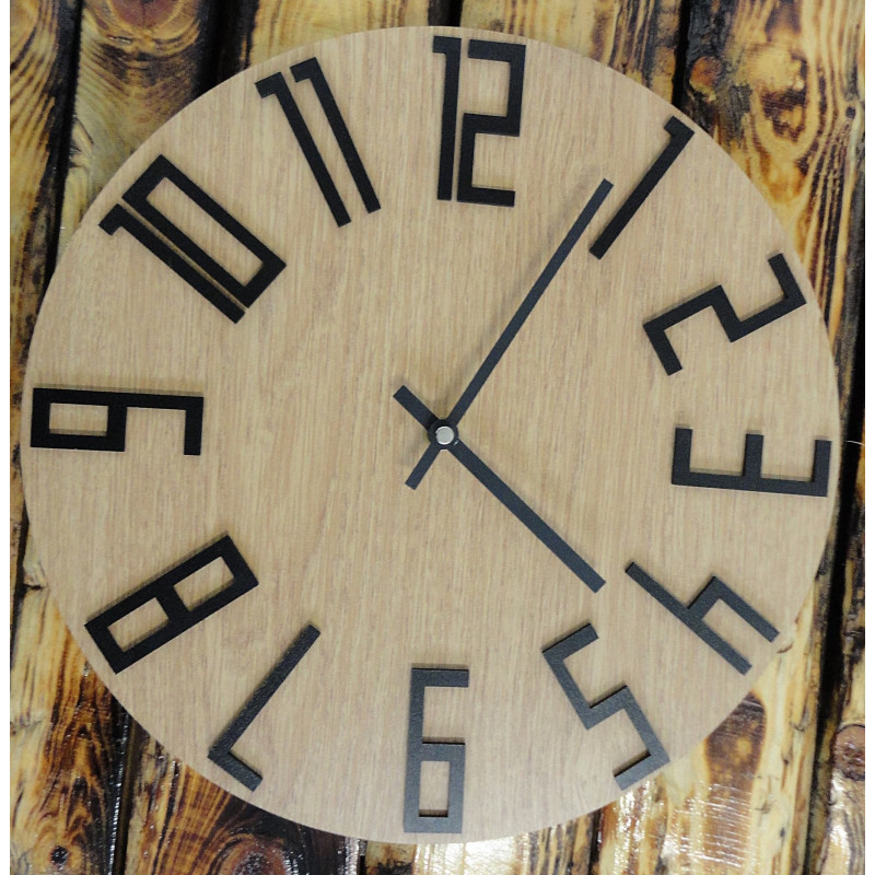 Nowoczesny zegar ścienny, zegar ścienny wykonany z drewna, sklejka