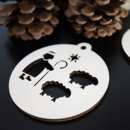 Drewniana ozdoba świąteczna - Pasterz, wymiary: 79x90 mm