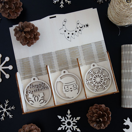 Zestaw pięknych ozdób choinkowych wykonanych z drewna, 1 zestaw 18 szt