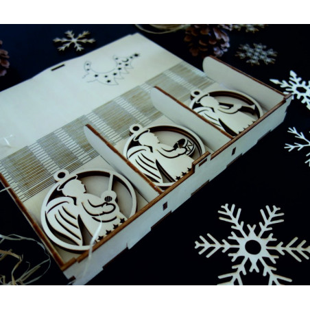 Vintage drewniane ozdoby świąteczne, zestaw zawiera 18 sztuk