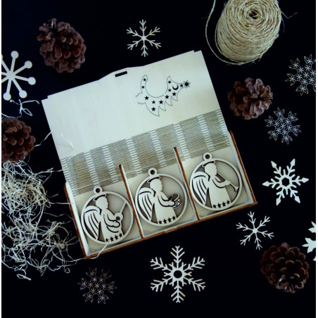 Vintage drewniane ozdoby świąteczne, zestaw zawiera 18 sztuk