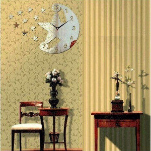 Nowoczesny zegar ścienny (zegar na ścianie lub lustro) TEMPLATES, 30x45cm