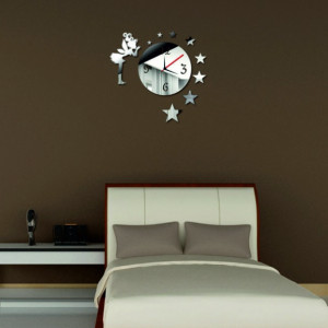 Zwężający się zegar ścienny (lustro na ścianie) Wróżka Amalka 45x45 cm