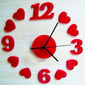 Zegar ścienny Czerwone serce, 30x30 cm