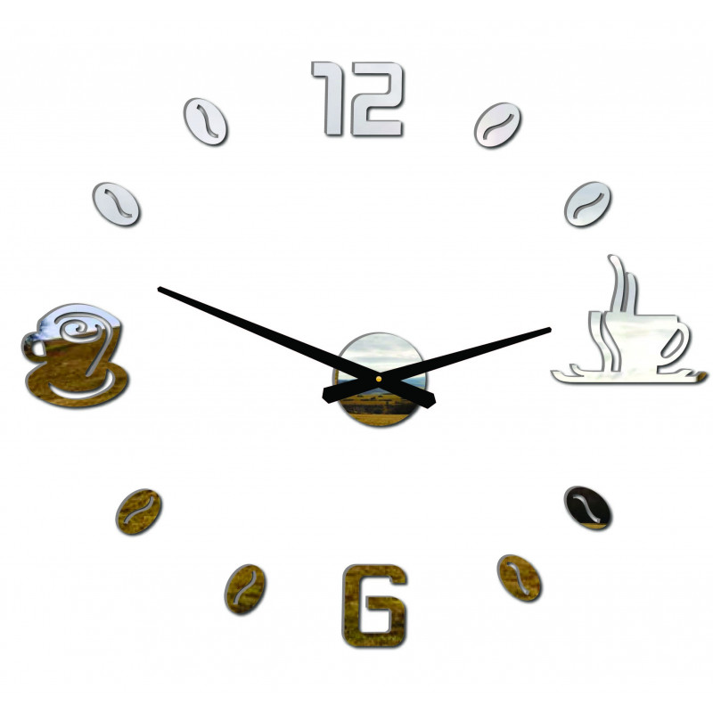 Duży samoprzylepny zegar ścienny COFFE PLEXI