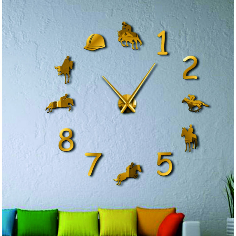 Duży zegar ścienny Rodeo Horse Rider Riding Clock 3D DIY Cowboys