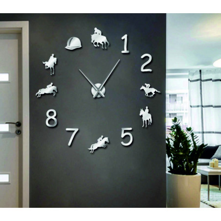Duży zegar ścienny rodeo konie jeździec zegar 3D DIY kowboje