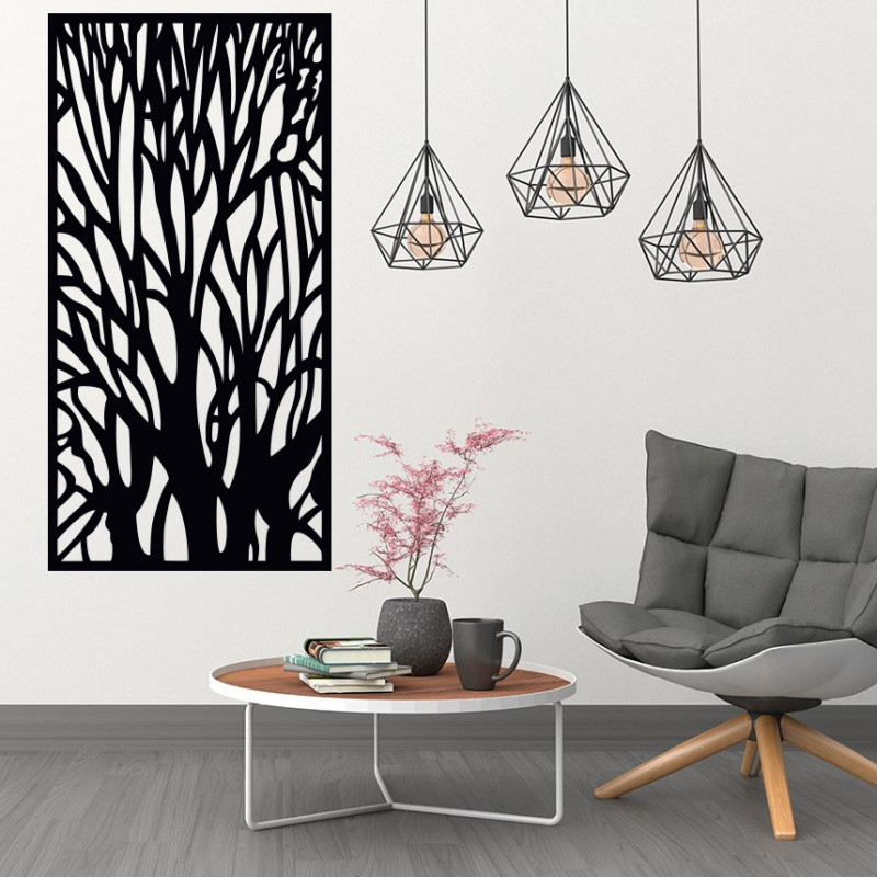 Drewniany obraz na ścianie sylwetka gałęzi z drzewa sklejki Fibis